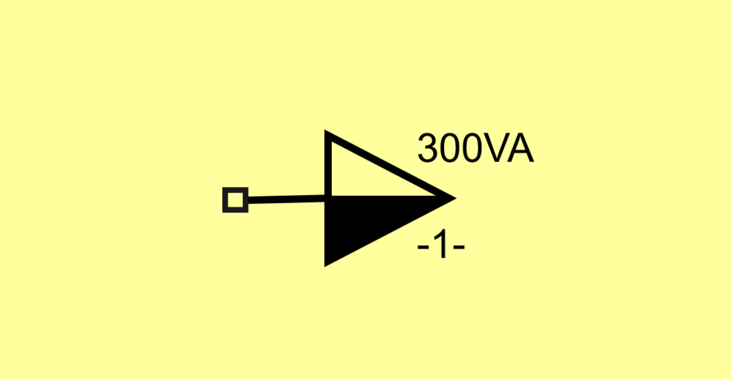 Simbologia elétrica utilizada para representar a tomada média na parede no projeto elétrico