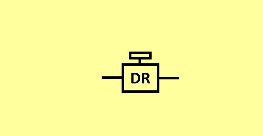Simbologia elétrica utilizada para representar o dispositivo diferencial residual DR no projeto elétrico