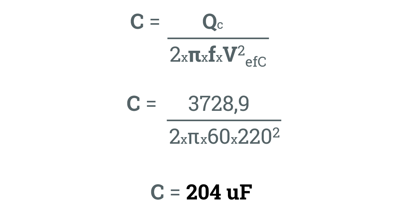 Capacitor dimensionado após a correção do fator de potência.