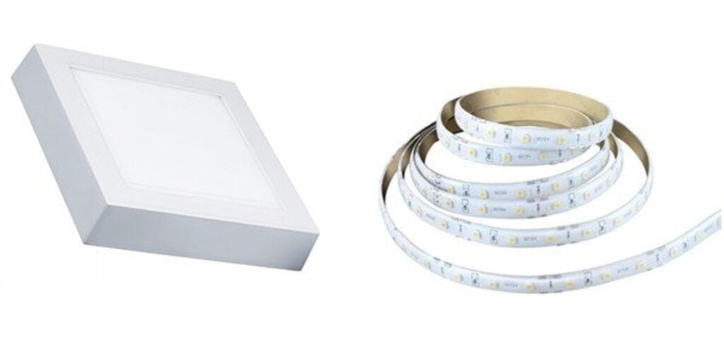 luminária com painel de led ou fita de led