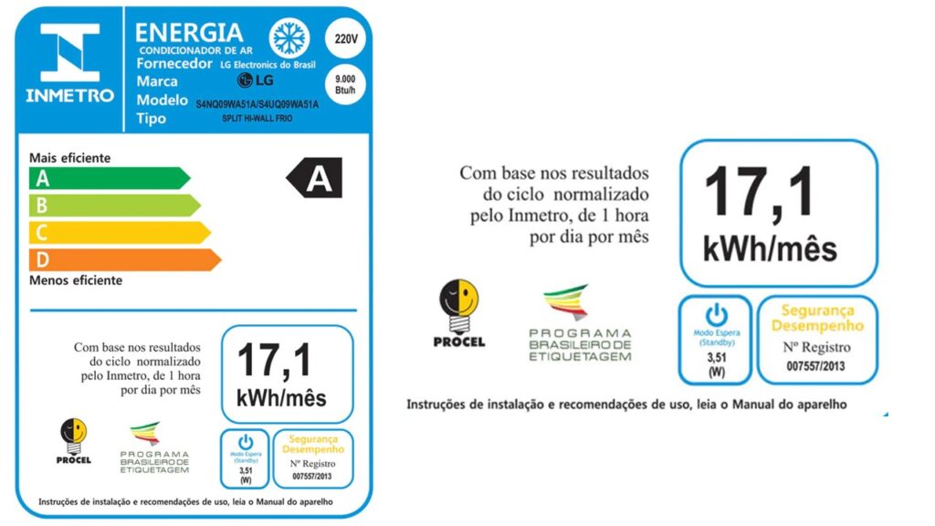 Tabela de disjuntores para ar condicionado e selo do Procel