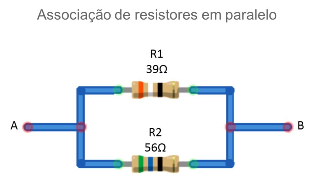 Exemplo de associações de resistores em paralelo com dois resistores