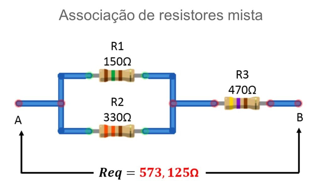 Associações de resistores mistas com três resistores